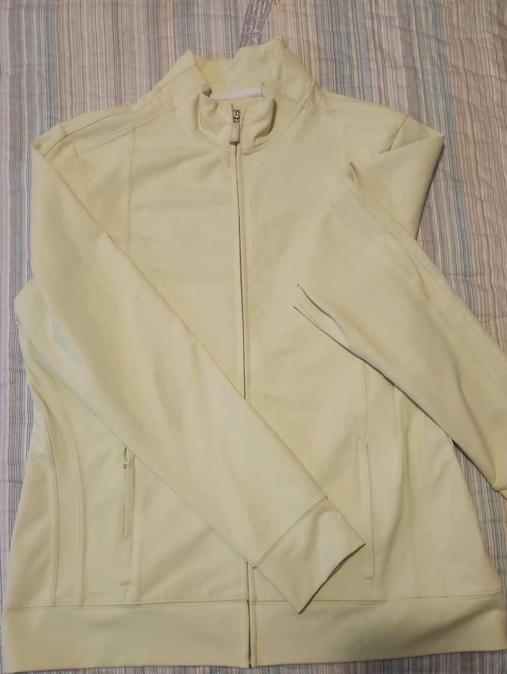 Lands' End Pale Yellow Full-Zip Top
